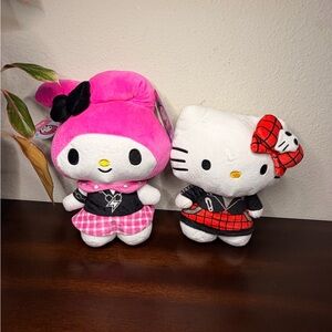 Jazwares Plush 8" Hello Kitty in Black & Red Dress & My Melody Set of 2 NWT